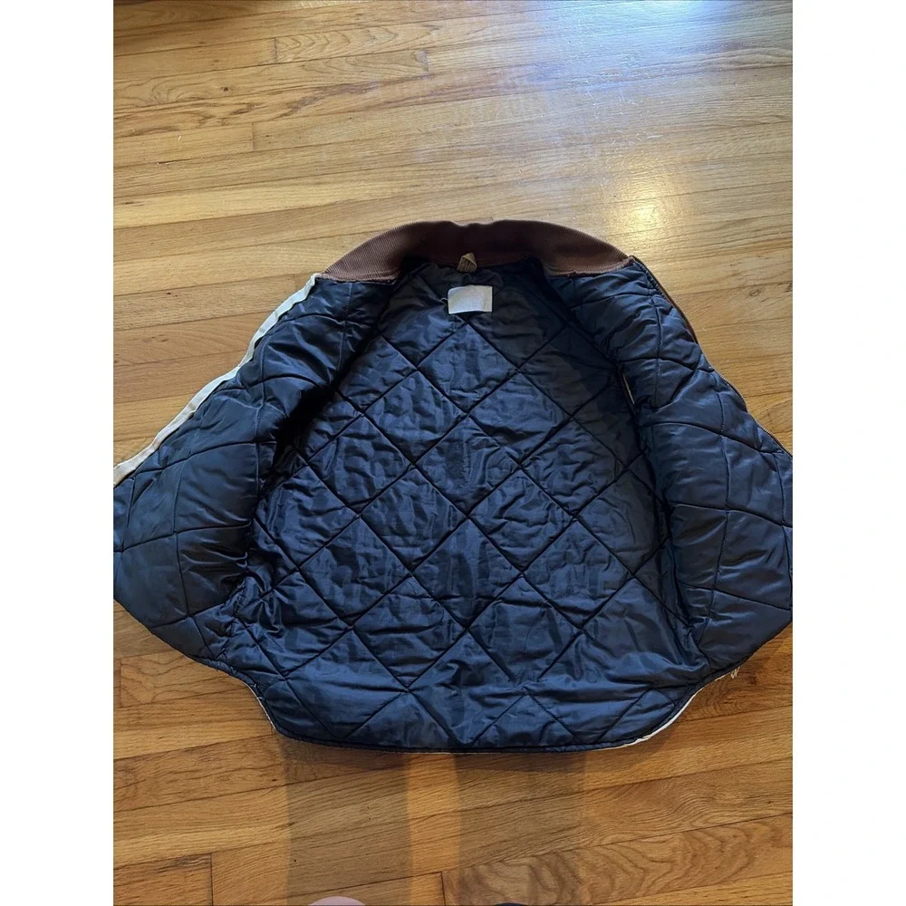 Vintage 90s Carhartt VQ186 Duck Brown Quilted Artic Vest Union Made Men's Sz La